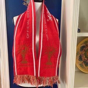 Vintage Rare Budweiser 2010 FIFA World Cup Match Soccer Red Knit Scarf